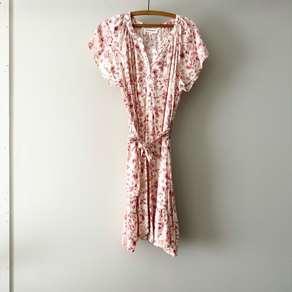 NWT Lucky Brand Floral Pink Dress L